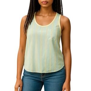 LOFT Mint Green Striped Sheer Tank Top Small Vertical Stripe Lightweight Blouse